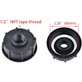 Miniatyrbillede 3 af 5: Adapter til IBC-vandtank, 2\" groft gevind + blyfri messinghavehane, vandslangekobling, reservedelsventil