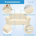 Miniatyrbild 3 av 5: Stretch Soffaöverdrag, Vattentätt och Repskyddande för 3-sits Soffa, Elegant Mönster med Halkskyddande Skumstavar (3-sits Soffa, Beige) - RWSofa Co