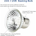 Miniatyrbillede 3 af 5: Varme og lys til krybdyr og amfibie tanke, 2 x 25W/ 50W/E27 UVA UVB pærer.