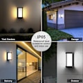 Pikkukuva 2 / 4: Moderni ulkoseinävalaisin, 30 W:n LED-seinävalaisin, 3-värinen seinälamppu, mattamusta kuisti- ja terassivalaisin, IP65-vedenkestävä eteisen portaisiin ja puutarhaan