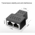 Pikkukuva 2 / 5: RJ45 CAT6 LAN Ethernet-portin jakaja-adapteri 1 - 2, kaksi naarasliitäntää, 2 kpl, musta
