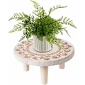 Miniatyrbild 1 av 5: Liten rund träblomkruka stativ, minipall, displaystativ för suckulenter, bonsai, krukväxter, rustikt blomkruka stativ