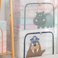 Miniatyrbild 4 av 5: 66L Fällbar Klädförvaringslåda Garderobsarrangör PVC Transparent Metallram Resväska Behållare A