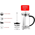 Miniatyrbilde 2 av 4: Fransk kaffepresse med filter 350 ml (12 oz) Kaffeepresse, Fransk presse kaffemaskin. Høy kvalitet Borosilikatglass. 304 (18/10) rustfritt stålfilter