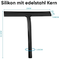 Miniatyrbillede 1 af 2: Silikon Bruseskraber, Vindue Squeegee, Badeværelse Squeegee, Silikon Vindue Squeegee til Brusebad, Badeværelse, Spejl, Glas, Flise Rengøring (Sort)