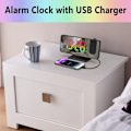 Miniatyrbild 2 av 5: Projektionsväckarklocka för sovrum, LED-display digital takväckarklockradio med USB-laddare och dubbelalarm svart