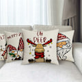 Miniatyrbillede 4 af 5: Julepuderbetræk 45x45cm, Sæt af 4 Juledekorationssofaer i Bomuld og Hør Jul til Sofa Seng Soveværelse Stol Have-Retro Jul