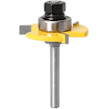 Miniatyrbillede 1 af 4: 6MM Skaft Matchet Tunge og Fure Fræser Sæt 3 Tænder T Form Træ Fræser Skæring Træbearbejdningsværktøj (6MM)