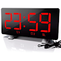 Miniatyrbild 2 av 5: Digital väckarklocka, väckarklockor för sovrum med FM-radio, dubbla larm, 6'' LED-skärm, USB-port för laddning, 4 ljusstyrkor, 12/24H, automatisk dimmer