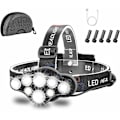 Miniatyrbilde 1 av 5: Hodelykt, Super Bright 18000 Lumen 8 LED Hodelykt, USB Oppladbar Vanntett Justerbar for Camping, Fiske, Hule, Jogging og Fotturer-Sunny