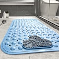 Miniatyrbillede 1 af 5: Anti-Skrid Sikkerhedsbrusermåtte 70 X 40cm Massage Bademåtte, Bademåtte med Drænhuller og Sugkopper - Blå