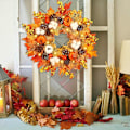 Miniatyrbilde 5 av 5: Kunstig lønneblad gresskar krans til inngangsdøren 45cm Thanksgiving lønneblad krans, krans dør veggdekorasjoner jul Halloween Thanksgiving