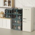 Miniatyrbild 4 av 5: Plastförvaringslåda, 32L hopfällbar förvaringslåda, förvaringslåda, med lock och 4 stapelbara hjul, för kläder, leksaker, köksförvaring, sovrum (set om 1)
