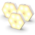Miniatyrbillede 1 af 5: Bevægelsessensor Natlys [3 Pak], med Til/Fra LED Natlys, Soveværelse/Skab Lampe, LED Natlys, Trådløs LED Lampe.
