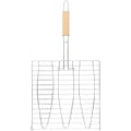 Miniatyrbilde 1 av 5: Grillnett for fisk, grillstativ for fisk, non-stick trippel fisk grillkurv, grillverktøy med trehåndtak, 2 stk.