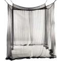 Miniatyrbillede 1 af 5: Myggenet til dobbeltseng, rektangulær ensfarvet med 4 åbninger, nem installation, Polyester, Sort, 190cm x 210cm x 240cm-