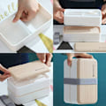Miniatyrbild 3 av 5: Lunchbox, Dubbel lunchbox, Trälunchbox, diskmaskinsäker, mikrovågsugnssäker, BPA-fri, vit, Fei Yu