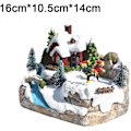 Miniatyrbild 2 av 5: Julbyhus, LED-belysning Vinter Julby och Miniatyr Julfigurer (En skidmodell)