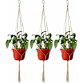 Miniatyrbillede 1 af 4: 4 stk Makrame Planteophæng, Bomuldstov Planteophæng, Håndvævet Blomsterpotteholder til Hjem Kontor Balkon Have Indendørs og Udendørs Dekoration 105c