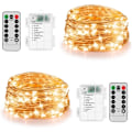 Miniatyrbillede 1 af 5: 2 Pak 16ft 50 LED Fejelygter Batteridrevet Jul, Have, Soveværelse Dekoration (Fjernbetjening) - Varmt Hvid