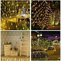 Miniatyrbillede 2 af 5: Netlys med LED, 192 LED Netlys 3M X 2M 8 Energibesparende Tilstande Vandafvisende, Dæmpbar til Soveværelse Jul Bryllup Fest Hjem Have, Varmt Hvidt