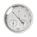 Miniatyrbild 1 av 4: 3 i 1 analog väderstation i rostfritt stål Ø132mm - Barometer, termometer, hygrometer
