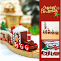 Miniatyrbilde 5 av 5: 2 stk. Små juletretog i tre, anheng, togkaravan, snømann, julenisse, pepperkakefigur, gavedekorasjon til håndverk, bord, hjem, hage