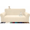 Miniatyrbild 1 av 5: Stretch Soffaöverdrag, Vattentätt och Repskyddande för 3-sits Soffa, Elegant Mönster med Halkskyddande Skumstavar (3-sits Soffa, Beige) - RWSofa Co