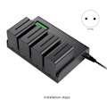 Miniatyrbild 2 av 5: 4-kanals batteriladdare med LCD-display för NP-F970, NP-F960, NP-F770, NP-F750, NP-F570 kamera, EU-kontakt