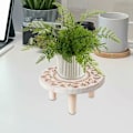 Miniatyrbild 3 av 5: Liten rund träblomkruka stativ, minipall, displaystativ för suckulenter, bonsai, krukväxter, rustikt blomkruka stativ