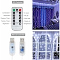 Miniatyrbilde 2 av 5: LumiChristmass gardin, 3 x 3M LED lysgardin 300LEDs, 8 lysmoduser, fjernkontrolltimer, vindusdekorasjon, bryllup, hage, rom (