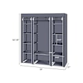 Miniatyrbillede 4 af 5: 69\" Bærbar Tøjskab Opbevaringsarrangør med Non-Woven stof Hurtig og Nem at Samle Ekstra Stærk og Holdbar Grå - Modular RWDressing