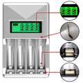 Miniatyrbillede 4 af 5: 4-Slots Intelligent Batterilader til AA/AAA NiCd NiMh Genopladelige Batterier LCD Display EU Stik