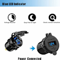 Miniatyrbillede 5 af 5: USB Hurtig Billader til Bil To QC3.0 USB Porte, 12V/24V 36W Vandtæt med LED Digital Voltmeter til Motorcykel, Campingvogn, Lastbil, Båd og Mere