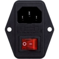 Miniatyrbillede 1 af 5: Han-stikkontakt med afbryder og sikring, 3-benet, 10A, 250V, C14 IEC320