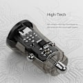 Miniatyrbilde 3 av 5: Transparent USB Billadder 3.1A PD Rask Lading Lader Mini Billadder (Transparent Svart)