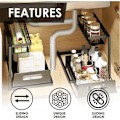 Miniatyrbillede 5 af 5: Under Sink Organizers & Opbevaring 2 Tier Badeværelse Vask Organizer Under Køkken, Skydedør