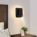 Miniatyrbillede 3 af 4: LED-sengelampe til indendørs brug, hotelvæglampe, sengelampe til væg, korridorvæglampe med afbryder, sort, 3W + 10W (firkantet)