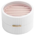 Miniatyrbillede 1 af 5: Nordisk Stil Macaron Bærbar Æske Rund Dobbelt Øreringe Halskæde Ring Opbevaring Klassificering, Hvid