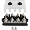 Miniatyrbillede 1 af 5: Busbar til Marine RV Batteri Terminal Strømfordelingsblok 2 Rækker M8 Stud DC12-48V 150A Sort
