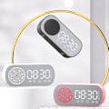 Miniatyrbild 1 av 5: Trådlös Bluetooth-högtalare Dubbel väckarklocka Radio Stöd för TF-kort Digital väckarklocka Ljudfält för hem Kontor Rosa