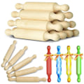 Pikkukuva 5 / 5: 6 kpl Mini Puinen Kaulimen 6 Tuuman Pituinen Keittiön Kaulimen Puinen Taikina Rulla Lapsille Fondant Pasta