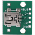 Pikkukuva 1 / 5: 10 kpl DIP-liitinmuunninsovitin Mini USB - DIP-sovitin USB-jakokortti 5P 2,54 mm:n piirilevylle DIY USB-virtalähde