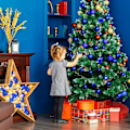 Miniatyrbilde 2 av 5: Blå julekuler, 34 stk julepynt kuler blå ornamenter dekorative anheng, juledekorasjonsobjekter hengende for tre De