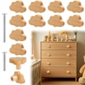 Miniatyrbillede 2 af 5: Boho-kommodeskuffer - Pakke med 12 holdbare skuffeknapper i bøgetræ, skyformede greb til skabe, møbler