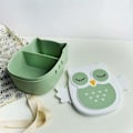Miniatyrbild 2 av 5: Lunchbox med Avdelare 2 Fack Lunchbox med Avdelare Pojkar Flickor Cartoon Uggla Tenn Frukostlåda Lätt Bärbar Bento Box (Grå)-DENUOTOP