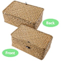 Pikkukuva 5 / 5: Rattan- ja Merilevästä Kudottu Säilytyskori, Käsintehty Monikäyttöinen Säiliö Kannella (10cm)