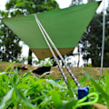 Miniatyrbillede 4 af 5: 4 stk. reflekterende reb med rebstrammere, 13 fod/4 meter teltledning, Φ3mm rivefast campingledning (gul)