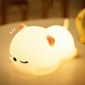 Miniatyrbillede 1 af 5: Bærbar Natlampe til Børn, 7 Farver LED Silikon Kattelampe, Baby Soveværelseslampe, USB Genopladelig Sød Farveskiftende Lampe Julegave Fødselsdagsgave