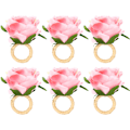 Pikkukuva 1 / 5: Champagne Pink Käsintehtyjä Napulikrentit 6 Kpl Sarja Keittiöön, Ruokailutilaan, Illallisiin, Lounaisiin, Piknikille, Häihin